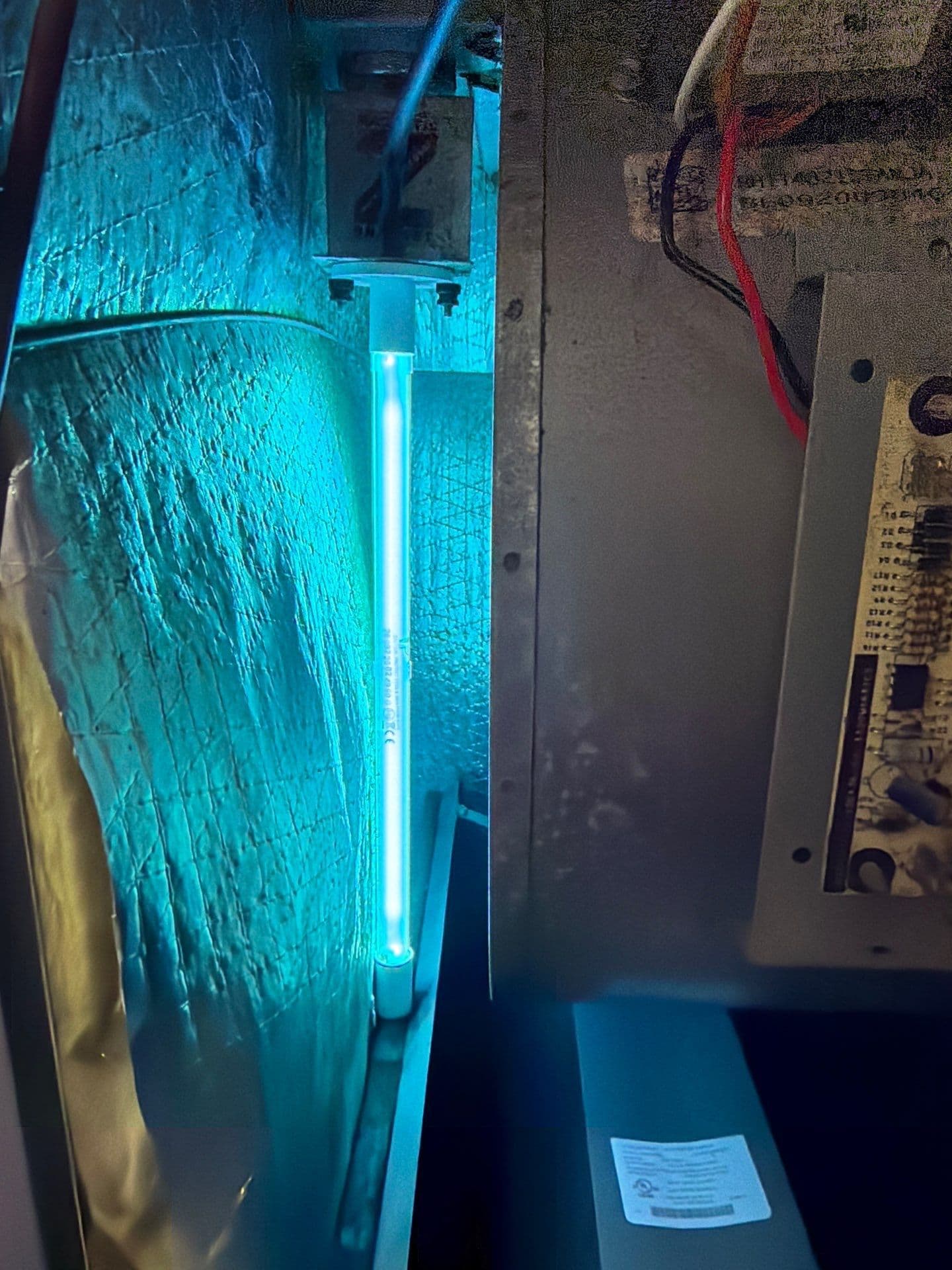 UV air purifier installed on an air handler in Tampa FL - Protek Heating & Cooling