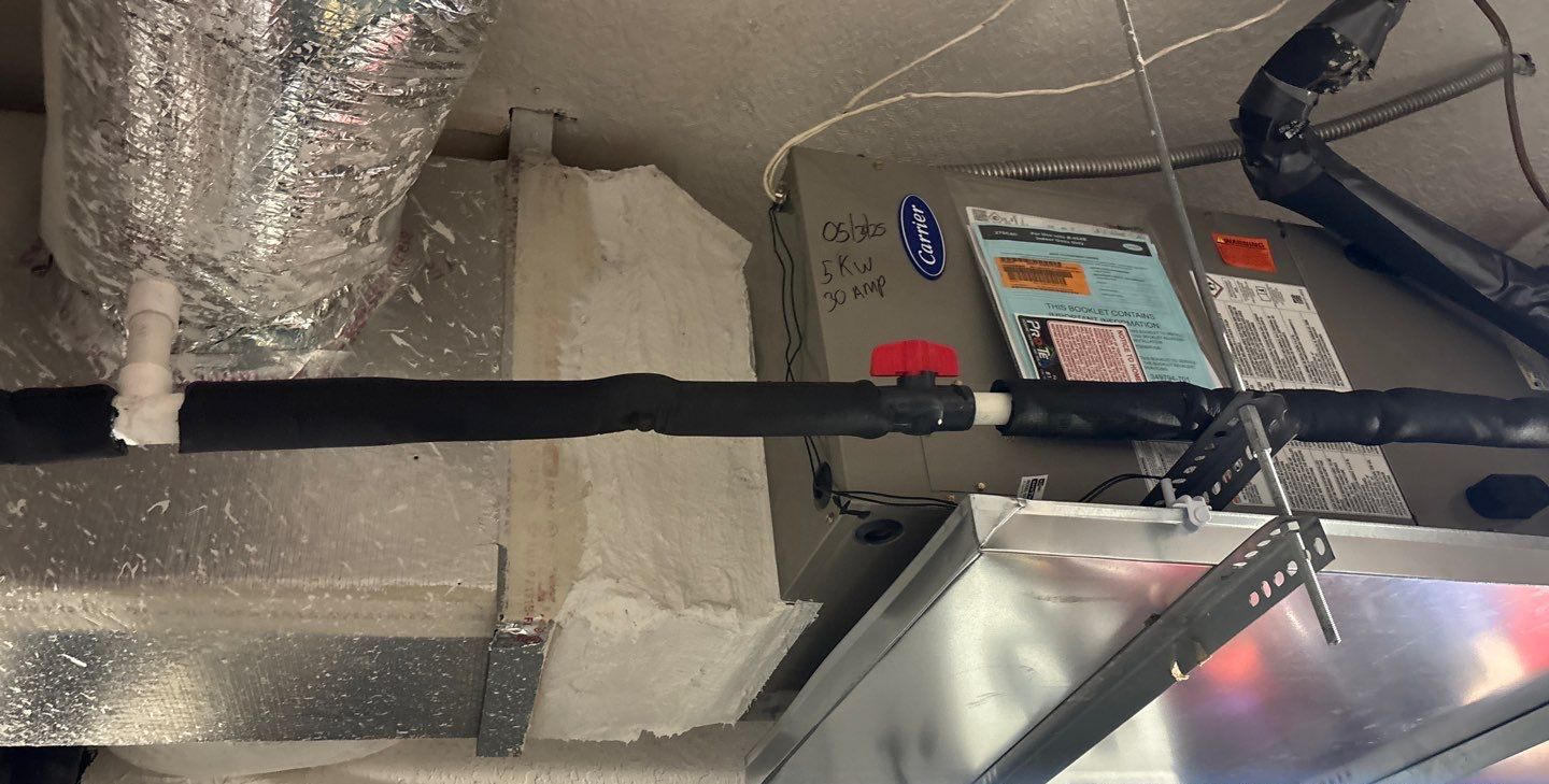 Insulated line set running to the new garage air handler